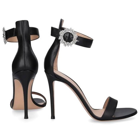 Gianvito Rossi Shoes - Gianvito Rossi Portofino 110MM Crystal Buckle Sandal in Black 41